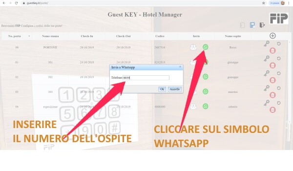 electronic locks send room opening code via WhatsApp