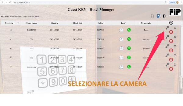 serratura tastiera hotel selezionare la camera