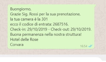 messaggio whatsapp domotica gestionale