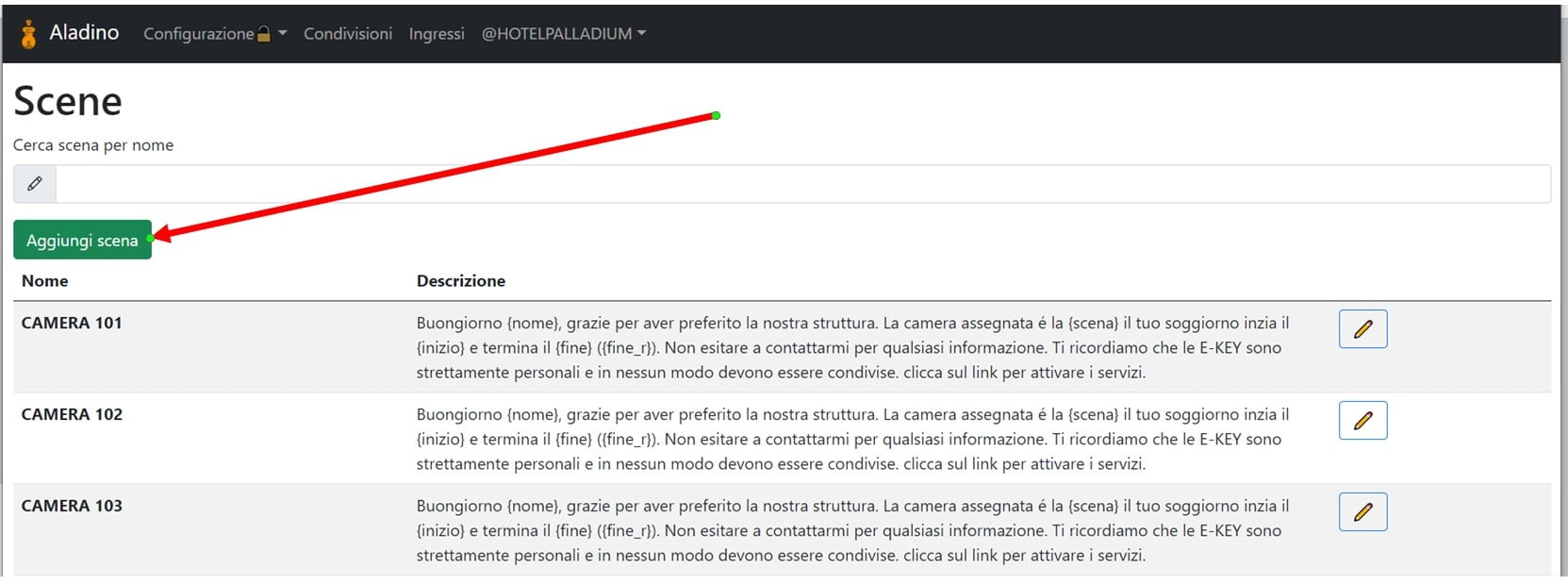 aggiungi scena su domatica