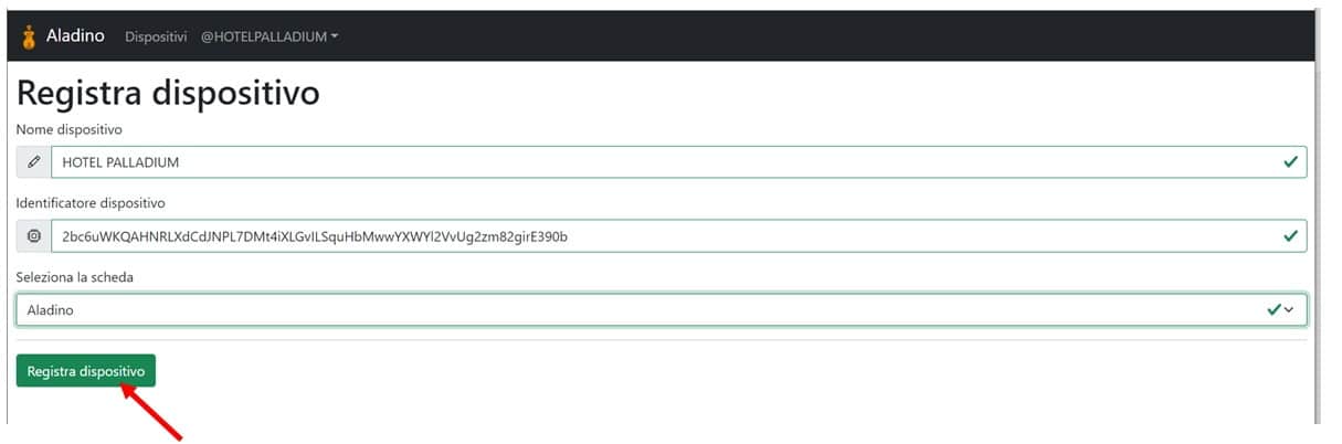 Aladino domotica hotel registrare