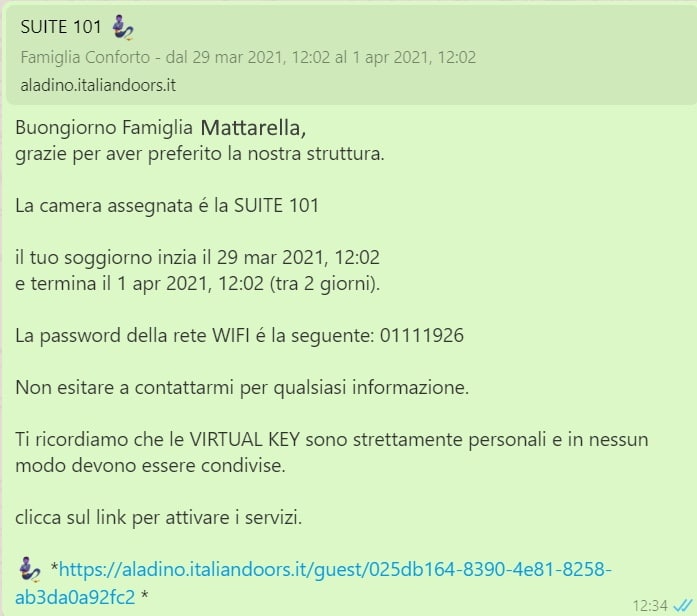 invio digital key con domotica hotel