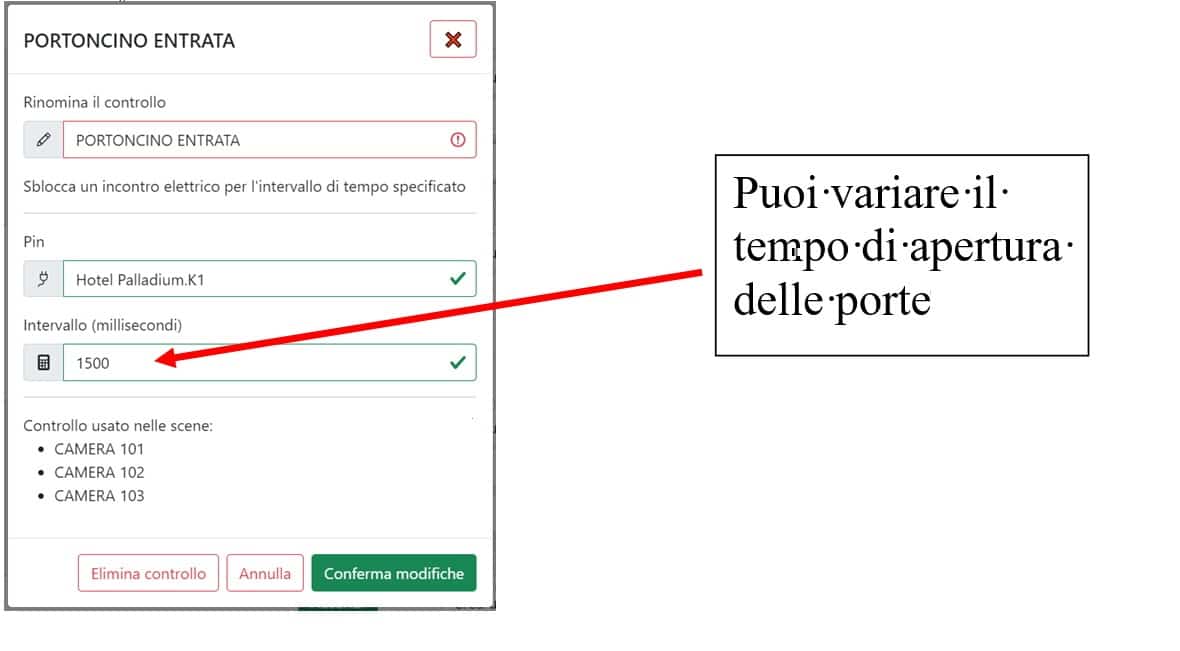 varare il tempo di aperture dei riscontri elettrici