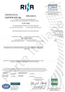 Certificazione ISO 14001 della ditta FIP SRL