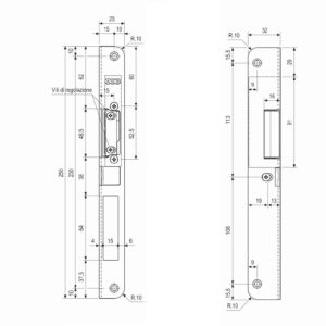 Electric striker features and dimensions