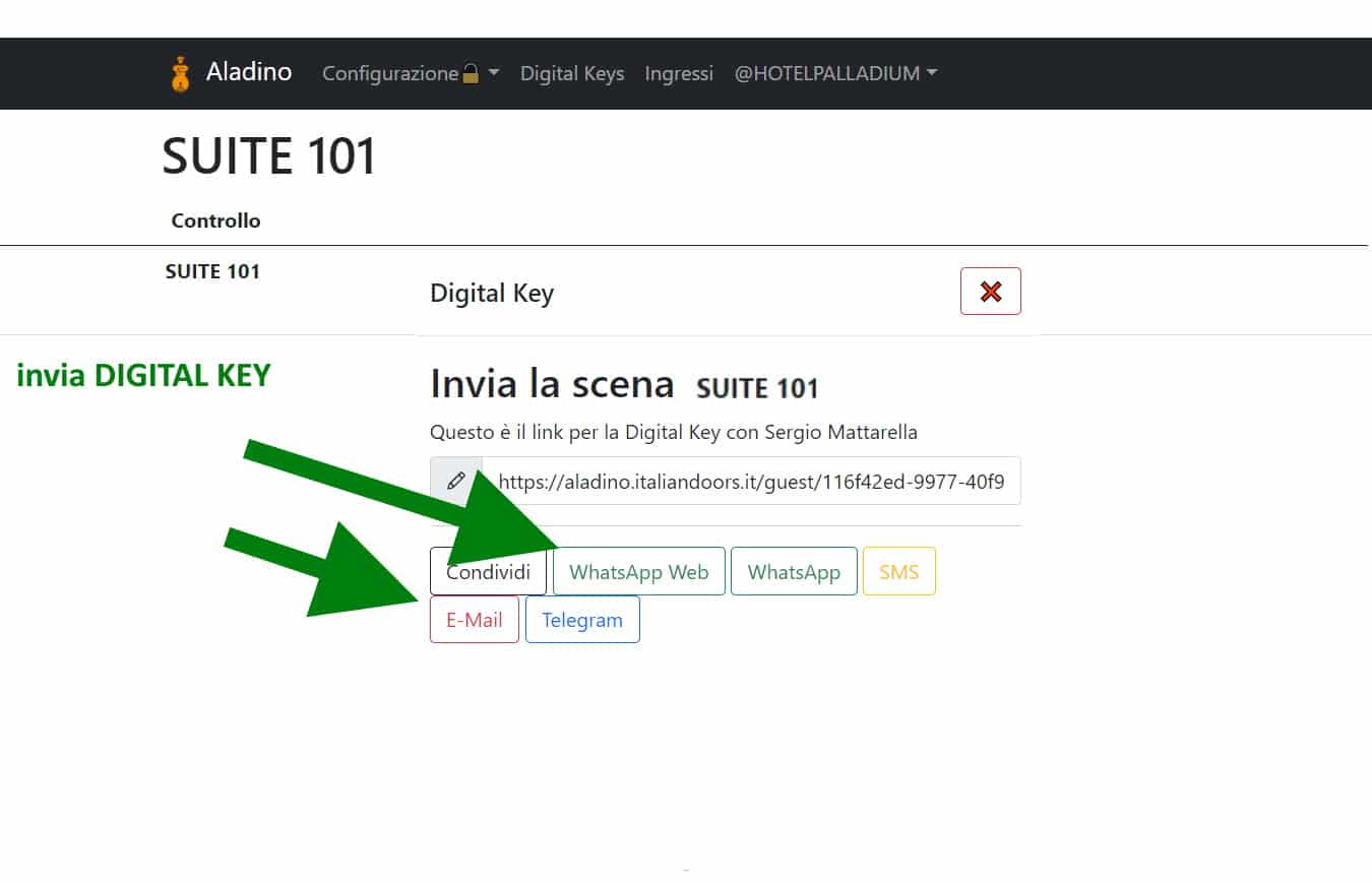invio della chiave elettronica per email