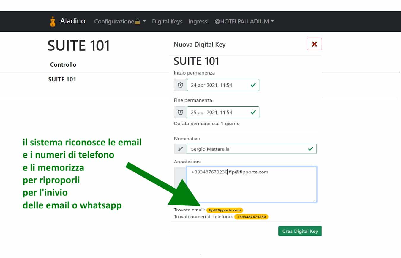 INVIO CHIAVE PER EMAIL