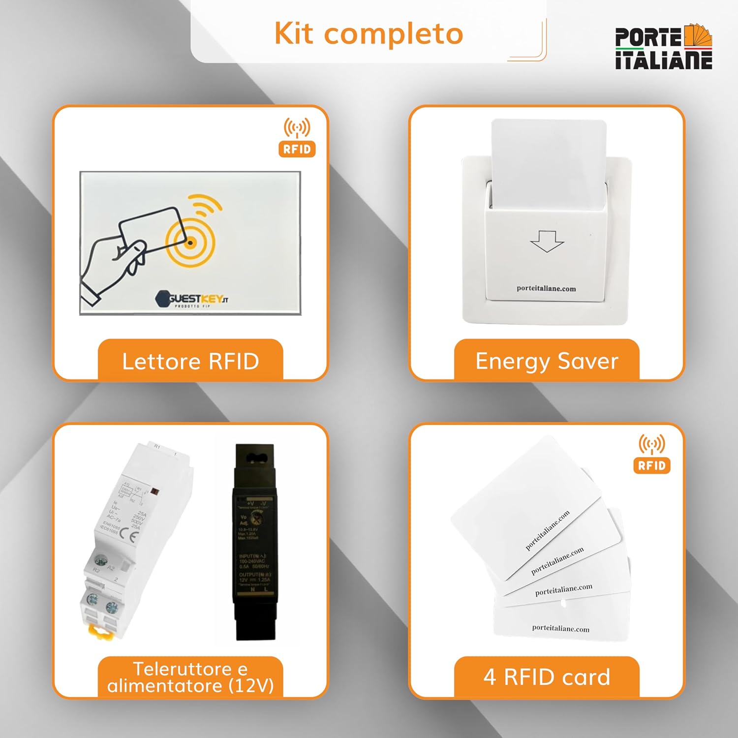 Kit completo info grafica Sistema di Controllo Accessi con Card e Ottimizzazione Energetica